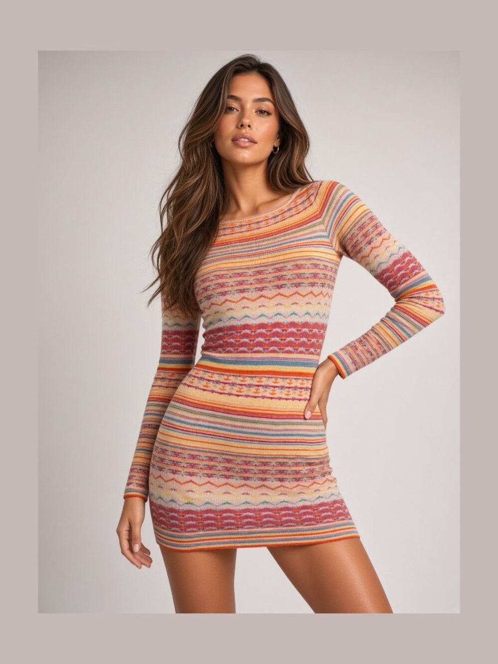 Torn by Ronny Kobo Kathryn Knit Sweater Bodycon Dress Ivory Retro Jacquard NWT